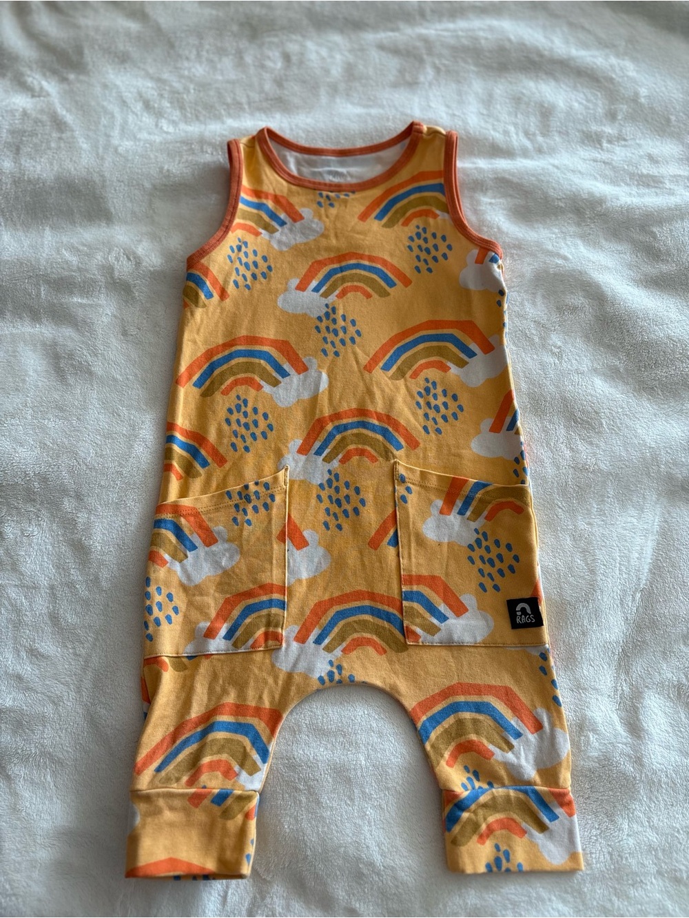 Kids Rags One-Piece Rainbow Pocket Romper - Yellow